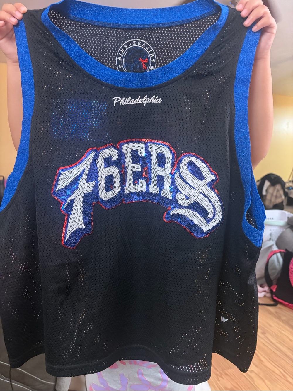 76ers Black and Blue Mesh Basketball Jersey